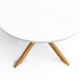 ID MARKET - Table basse GISELE ronde 70 cm pied araignée plateau blanc et pied effet bois - vignette
