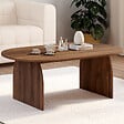ID MARKET - Table basse japandi ovale EDITH 110 cm bois effet noyer - vignette