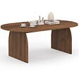 ID MARKET - Table basse japandi ovale EDITH 110 cm bois effet noyer - vignette