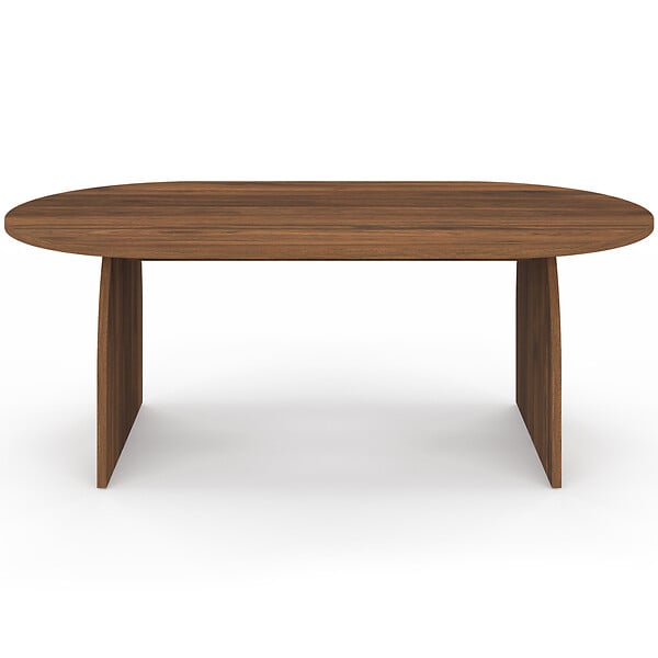 ID MARKET - Table basse japandi ovale EDITH 110 cm bois effet noyer - large