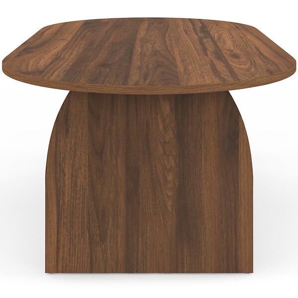 ID MARKET - Table basse japandi ovale EDITH 110 cm bois effet noyer - large