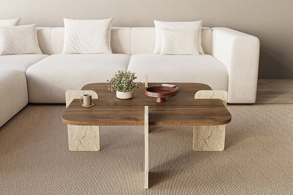 HABITAT ET JARDIN - Table basse en bois "Poalla" - 90 x 90 x 35 cm - Marron - large