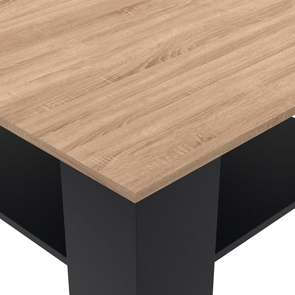 ID MARKET - Table basse carrée ELI noire plateau façon hêtre - large