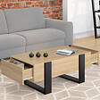 ID MARKET - Table basse rectangulaire PHOENIX avec tiroirs 100 cm bois et noir - vignette