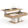ID MARKET - Table basse plateau relevable rectangulaire ELIAD bois et blanc - vignette