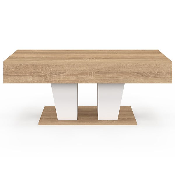 ID MARKET - Table basse plateau relevable rectangulaire ELIAD bois et blanc - large