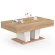 ID MARKET - Table basse plateau relevable rectangulaire ELIAD bois et blanc - vignette