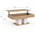 ID MARKET - Table basse plateau relevable rectangulaire ELIAD bois et blanc - vignette