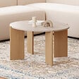 ID MARKET - Table basse ronde ARMONIA 73 cm effet travertin - vignette