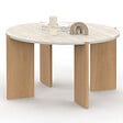 ID MARKET - Table basse ronde ARMONIA 73 cm effet travertin - vignette