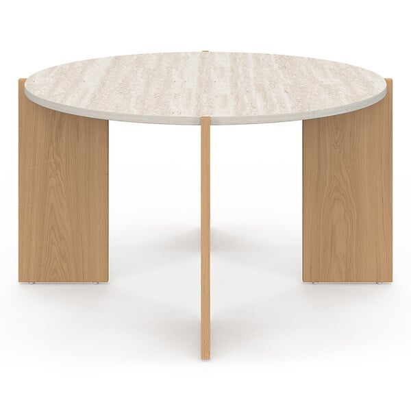 ID MARKET - Table basse ronde ARMONIA 73 cm effet travertin - large