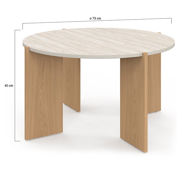 ID MARKET - Table basse ronde ARMONIA 73 cm effet travertin - large