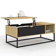 ID MARKET - Table basse plateau relevable BOSTON avec rangements design industriel - vignette