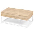 ID MARKET - Table basse plateau relevable rectangulaire DETROIT bois et métal blanc design industriel - vignette