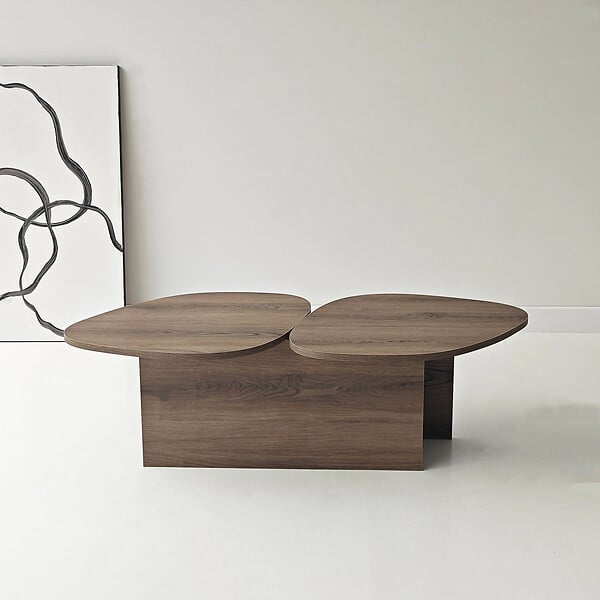 HABITAT ET JARDIN - Table basse en bois "Stones" 125 x 60 x 38 cm - Noyer - large