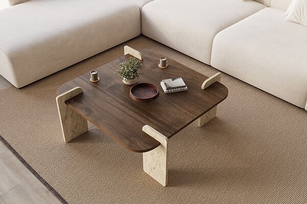 HABITAT ET JARDIN - Table basse en bois "Afrolli" - 90 x 90 x 35 cm - Marron - large