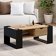 ID MARKET - Table basse rectangulaire BERYL avec tiroir bois noir et façon hêtre - vignette