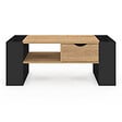 ID MARKET - Table basse rectangulaire BERYL avec tiroir bois noir et façon hêtre - vignette