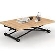 ID MARKET - Table basse extensible relevable en table à manger rectangulaire ALTURA 100-160 cm bois et noir design industriel - vignette