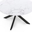 ID MARKET - Table basse ronde ALASKA 70 cm plateau effet marbre blanc et  pied araignée métal noir - vignette