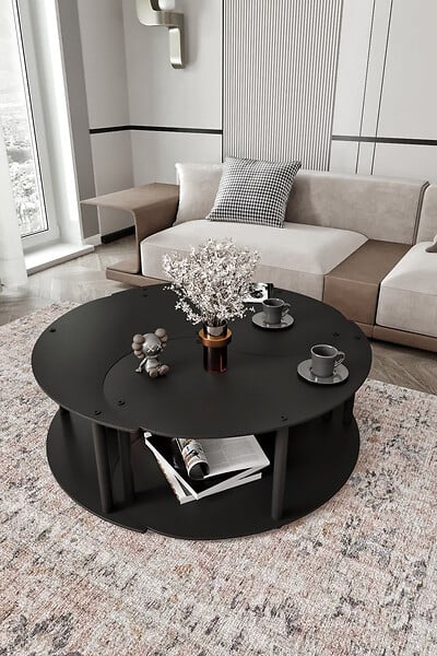 HABITAT ET JARDIN - Ensemble de table basse en bois "Yin" 70 x 70 x 38 cm - Noir - large