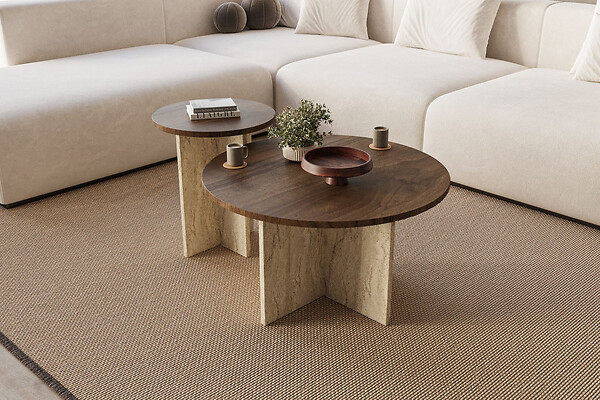 HABITAT ET JARDIN - Ensemble de table basse en bois "Private" 70 x 70 x 40 cm - Noyer - large