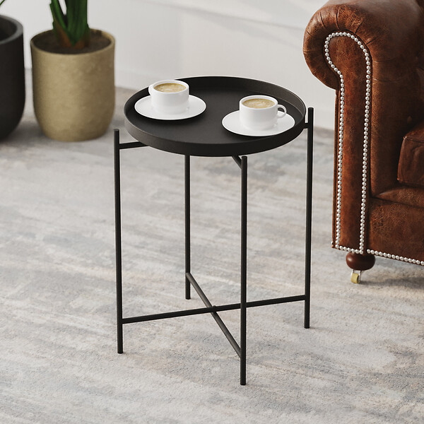 HABITAT ET JARDIN - Table basse en métal "Sheby" 46 x 46 x 56 cm - Noir - large