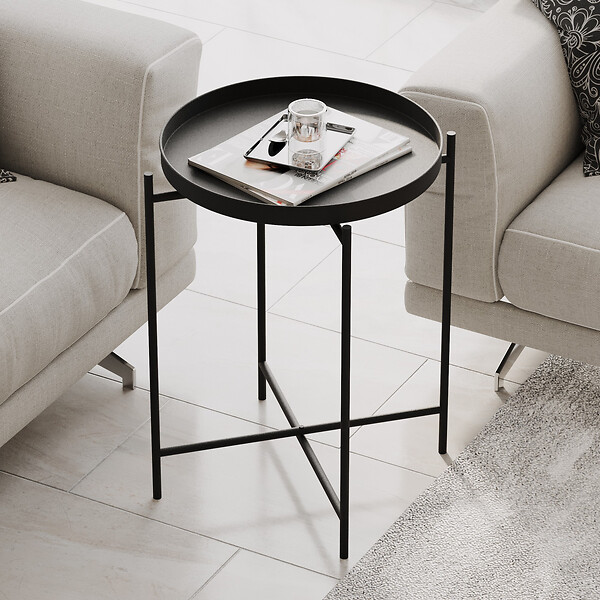 HABITAT ET JARDIN - Table basse en métal "Sheby" 46 x 46 x 56 cm - Noir - large