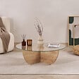 HABITAT ET JARDIN - Table basse en verre "Liya" 90 x 90 x 30 cm - Chêne saphir - vignette