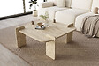 HABITAT ET JARDIN - Table basse en bois "Woog" 90 x 90 x 35 cm - Travertin - vignette
