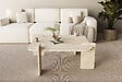 HABITAT ET JARDIN - Table basse en bois "Woog" 90 x 90 x 35 cm - Travertin - vignette