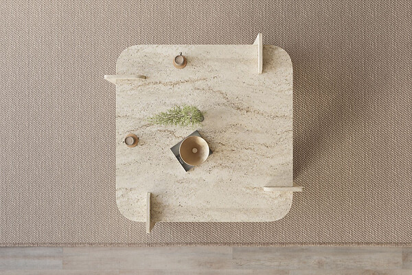 HABITAT ET JARDIN - Table basse en bois "Woog" 90 x 90 x 35 cm - Travertin - large