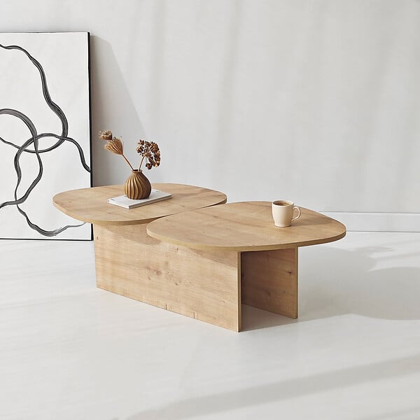 HABITAT ET JARDIN - Table basse en bois "Stones" 125 x 60 x 38 cm - Chêne saphir - large