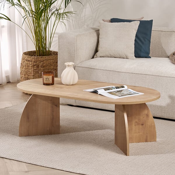 HABITAT ET JARDIN - Table basse en bois "Melina" 120 x 60 x 40 cm - Chêne saphir - large