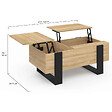 ID MARKET - Table basse 2 plateaux relevables PHOENIX bois et noir - vignette