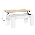 ID MARKET - Table basse plateau relevable rectangulaire TARA bois blanc et imitation hêtre - vignette