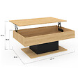 ID MARKET - Table basse plateau relevable rectangulaire EDEN bois et noir - vignette