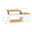 ID MARKET - Table basse 2 plateaux relevables ELEA avec coffre bois blanc et façon hêtre - vignette