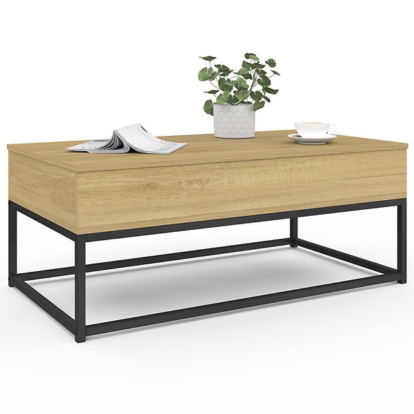 ID MARKET - Table basse plateau relevable rectangulaire DETROIT design industriel - large