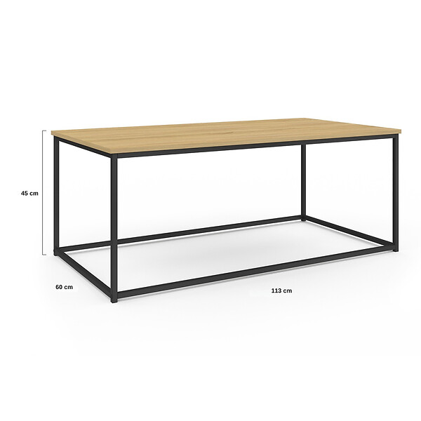 ID MARKET - Table basse rectangulaire DETROIT 113 cm design industriel bois et métal - large