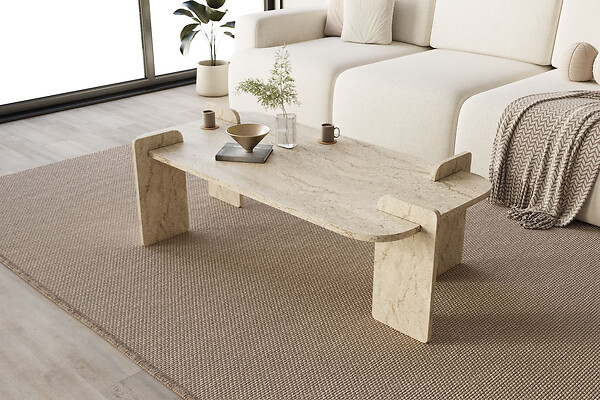 HABITAT ET JARDIN - Table basse en bois "Lovge" 120 x 60 x 35 cm - Travertin - large