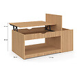 ID MARKET - Table basse plateau relevable rectangulaire JULIETTE avec coffre lattes tasseau bois coloris chêne - vignette