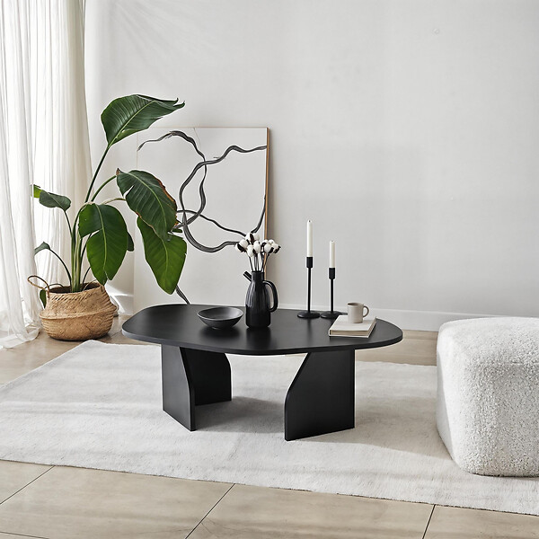 HABITAT ET JARDIN - Table basse en bois "Rock" 100 x 60 x 35 cm - Noir - large