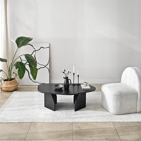 HABITAT ET JARDIN - Table basse en bois "Rock" 100 x 60 x 35 cm - Noir - large