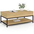 ID MARKET - Table basse plateau relevable rectangulaire DETROIT 100 cm et étagère inférieure design industriel - vignette