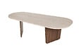 HABITAT ET JARDIN - Table Basse en bois "Ovalis" - 130 x 65 x 40 cm - Travertin / Noyer - vignette