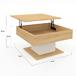 ID MARKET - Table basse plateau relevable EDEN carrée bois et blanc - vignette