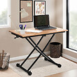 ID MARKET - Table basse fixe relevable en table à manger rectangulaire URBANA 100 cm bois et noir design industriel - vignette