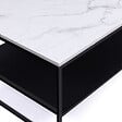 ID MARKET - Table basse ALASKA double plateau effet marbre et noir pieds métal - vignette