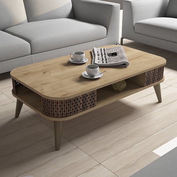 HABITAT ET JARDIN - Table basse en bois "Eylul" - 105 x 60 x 34 cm - Marron - large
